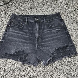American Eagle Highest Rise 90's Boyfriend Distressed Shorts Black Size 12